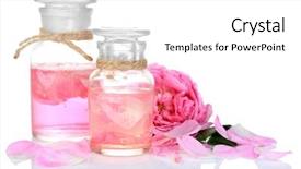  Presentation with white rose - Slide deck consisting of rose oil in bottle isolated background and a white colored foreground