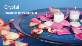  Presentation with blue rose - Beautiful PPT layouts featuring rose petals and candles in water in vase on blue background close-up backdrop and a teal colored foreground