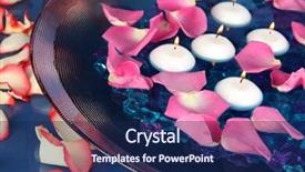  Presentation with blue rose - Amazing slide deck having rose petals and candles in water in vase on blue background close-up backdrop and a navy blue colored foreground