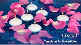  Presentation with blue rose - Theme having rose petals and candles background and a ocean colored foreground
