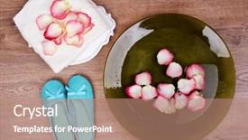 Presentation with water treatment - Amazing presentation design having rose petals towel and slipper backdrop and a  colored foreground