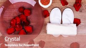  Presentation with water treatment - Presentation theme enhanced with rose petals towel and slipper background and a coral colored foreground