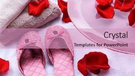  Presentation with water treatment - Amazing presentation design having rose petals towel and slipper backdrop and a  colored foreground