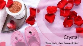  Presentation with slipper - Beautiful slide set featuring rose petals towel and slipper backdrop and a  colored foreground