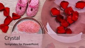  Presentation with water treatment - Colorful presentation theme enhanced with rose petals towel and slipper backdrop and a  colored foreground