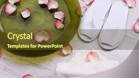  Presentation with water treatment - Presentation theme enhanced with rose petals towel and slipper background and a  colored foreground
