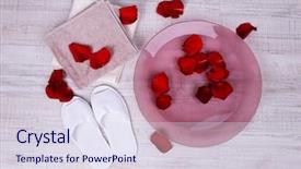  Presentation with water treatment - Beautiful presentation theme featuring rose petals towel and slipper backdrop and a sky blue colored foreground