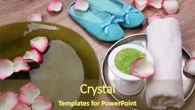  Presentation with water treatment - Beautiful PPT theme featuring rose petals towel and slipper backdrop and a  colored foreground