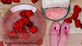  Presentation with water treatment - PPT theme having rose petals towel and slipper background and a  colored foreground