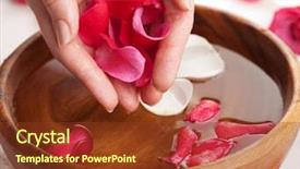  Presentation with spa - Colorful presentation theme enhanced with rose petals water - spa for hands backdrop and a tawny brown colored foreground