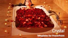  Presentation with tub - Colorful PPT layouts enhanced with rose petals water - woman swimming of bath tub backdrop and a tawny brown colored foreground