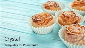  Presentation with apple - Audience pleasing slide deck consisting of rose shaped pastry with apple backdrop and a  colored foreground