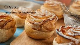  Presentation with homemade pastry apple pie pies - PPT theme with rose shaped pastry with apple background and a  colored foreground