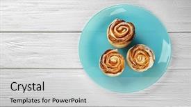  Presentation with apple - Colorful PPT layouts enhanced with rose shaped pastry with apple backdrop and a  colored foreground