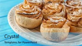  Presentation with apple - Colorful PPT theme enhanced with rose shaped pastry with apple backdrop and a  colored foreground