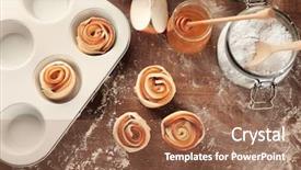  Presentation with homemade pastry apple pie pies - Presentation theme having rose shaped pastry with apple background and a  colored foreground