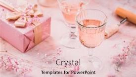  Presentation with sparkling wine - PPT layouts enhanced with rose-sparkling-wine-french-macarons background and a  colored foreground