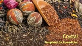  Presentation with tea types - PPT theme enhanced with rose spirit drink - different tea types green black background and a tawny brown colored foreground