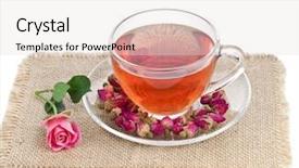  Presentation with tea cup - Theme with rose tea cup with bud background and a lemonade colored foreground
