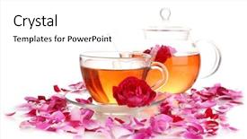  Presentation with white rose - Beautiful PPT theme featuring rose tea isolated on white backdrop and a white colored foreground