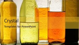  Presentation with alcohol - Amazing PPT theme having rose wine spirit drink - lots of colorful bottles backdrop and a yellow colored foreground