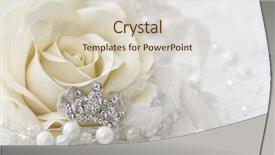  Presentation with crown - Presentation design with rose with small jeweled crown background and a soft green colored foreground