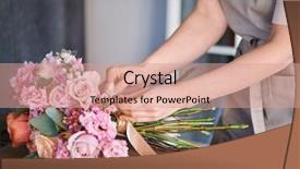  Presentation with tv show studio camera - Audience pleasing theme consisting of rosebud - owner of florist shop backdrop and a coral colored foreground