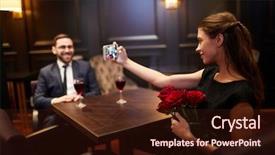  Presentation with pretty girl - Slide deck enhanced with rosebud - pretty girl with bunch background and a wine colored foreground