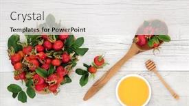  Presentation with fruit drink - Audience pleasing presentation theme consisting of rosehip-red-berry-fruit-health backdrop and a light gray colored foreground