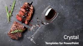  Presentation with grilled - Slides having rosemary and red wine background and a dark gray colored foreground
