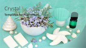  Presentation with anti ageing - Cool new presentation theme with rosemary-herb-skin-care-beauty backdrop and a seafoam green colored foreground