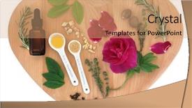  Presentation with love heart - Presentation theme having rosemary honey - love potion ingredients background and a coral colored foreground