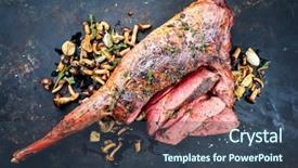  Presentation with barbecue dry aged kobe rib - Amazing presentation theme having rosemary honey - marinated barbecue aged leg backdrop and a ocean colored foreground