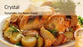  Presentation with chicken little chicks - Presentation theme enhanced with rosemary honey - whole roasted chicken with potatoes background and a lemonade colored foreground