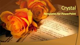 Presentation with adam eve - Slides enhanced with roses and bible with genesis background and a tawny brown colored foreground