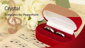  Presentation with treble clef - PPT theme consisting of roses and box holding wedding background and a blonde colored foreground