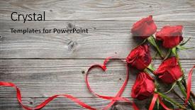  Presentation with vintage floral - Colorful PPT theme enhanced with roses and ribbon on wooden backdrop and a light gray colored foreground