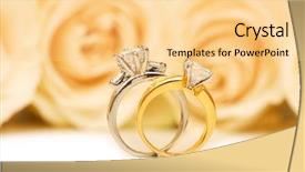  Presentation with wedding roses - Colorful PPT theme enhanced with roses and wedding rings isolated backdrop and a blonde colored foreground