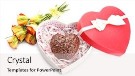  Presentation with candy heart - Presentation theme enhanced with roses dark chocolate - heart shaped box and candy background and a lemonade colored foreground