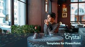  Presentation with coffee cup - Amazing slide set having roses dark chocolate - young beautiful girl backdrop and a  colored foreground