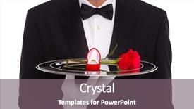  Presentation with ring diamond jewelry - Presentation theme enhanced with roses diamonds - butler holding a silver tray background and a gray colored foreground