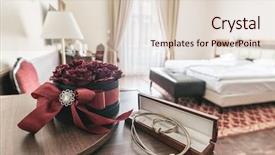  Presentation with hotel - Presentation design having roses diamonds - hotel room interior rose decoration background and a  colored foreground