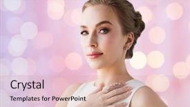  Presentation with ring diamond jewelry - Audience pleasing PPT theme consisting of roses diamonds - jewelry luxury wedding and people backdrop and a soft green colored foreground