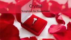  Presentation with ring diamond jewelry - Audience pleasing PPT theme consisting of roses diamonds - jewelry proposal and romantic concept backdrop and a red colored foreground