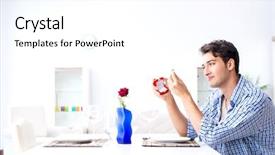  Presentation with man watching woman preparing vegetables - Theme with roses diamonds - man alone preparing for romantic background and a white colored foreground