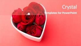  Presentation with shape heart - PPT layouts having roses diamonds - red rose and diamond ring background and a coral colored foreground