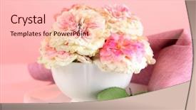  Presentation with napkins - Cool new slide set with roses in cup on napkins on pink background backdrop and a lemonade colored foreground