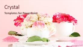  Presentation with napkins - Audience pleasing presentation design consisting of roses in cups on napkins backdrop and a cream colored foreground