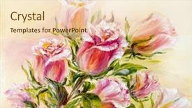 Presentation with canvas - Beautiful presentation design featuring roses oil painting on canvas backdrop and a lemonade colored foreground