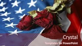  Presentation with veterans day - Colorful PPT theme enhanced with roses on american national flag backdrop and a tawny brown colored foreground
